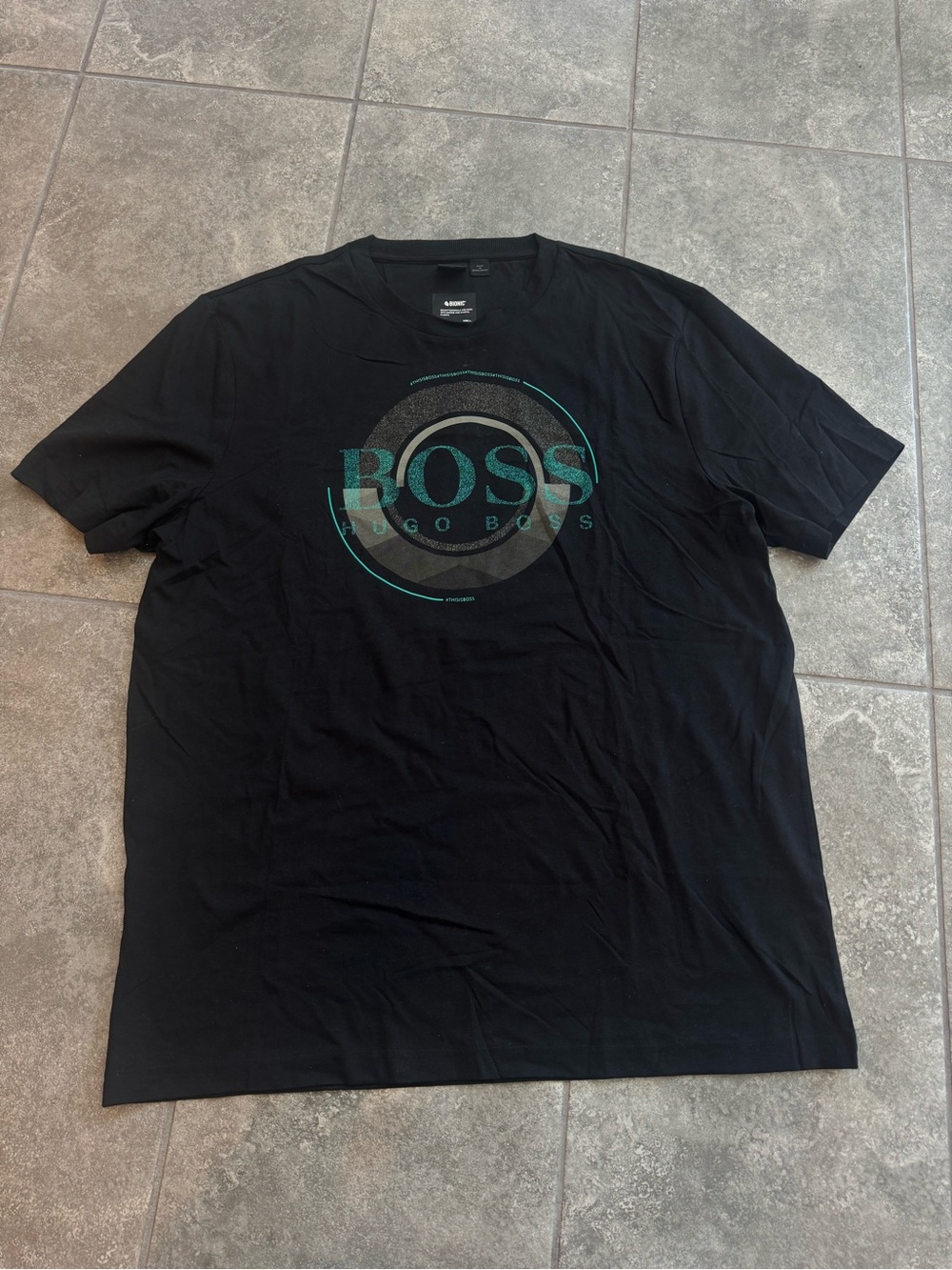 Hugo Boss black green logo bionic T-shirt men’s XXL pre owned